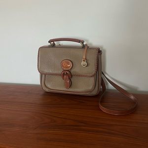 Dooney & Bourke Tan and Gold Crossbody Bag with Structured Design